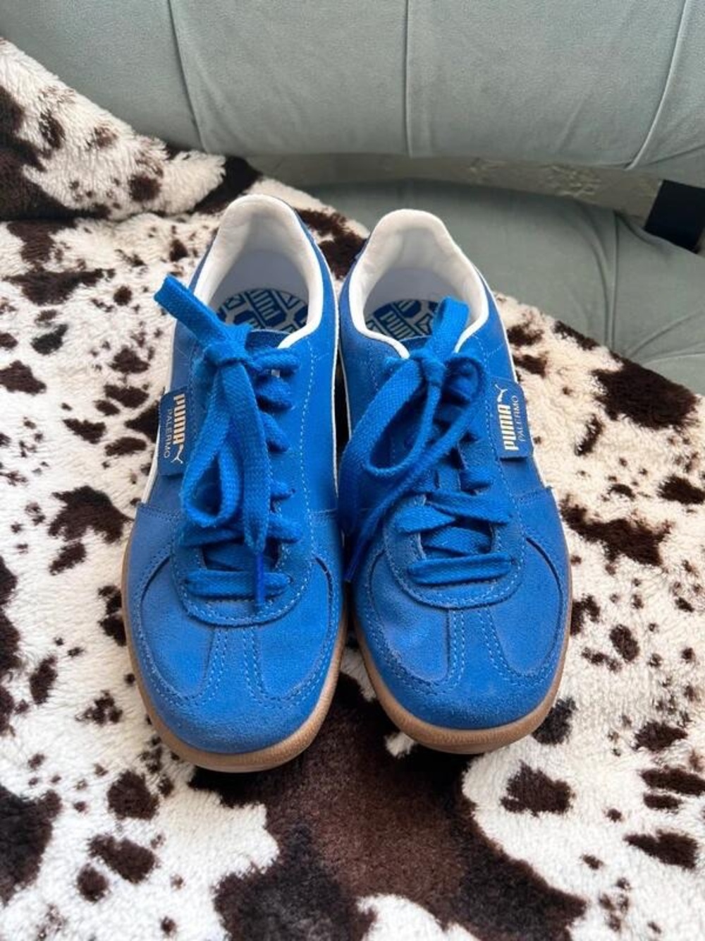 Puma Blue Suede Low-Top Sneakers